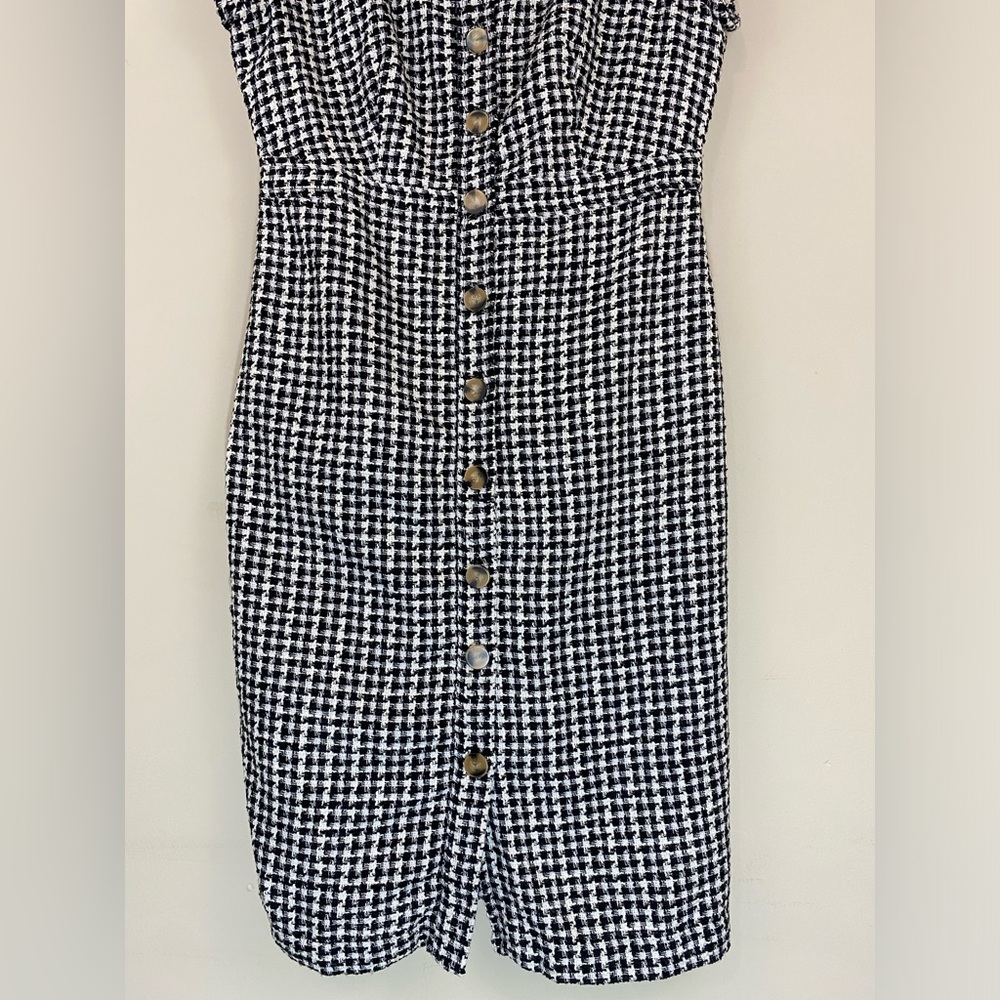 NWT Ann Taylor Gingham Tweed Button Front Sheath Dress Women’s Size 8 - Picture 5 of 8